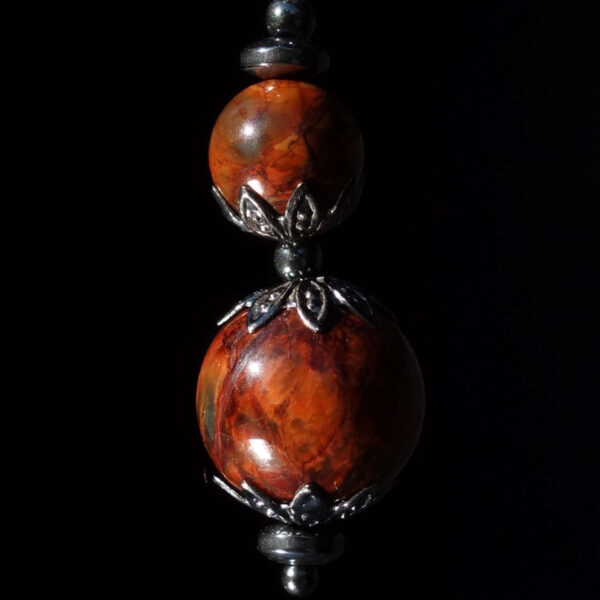 Fiery Namibia Phoenix Pietersite Eagle's Eye Earring Semi-Precious Stone Beads Hypoallergic English Lock Hook