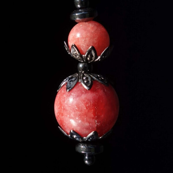 Rhodochrosite Earring Semi-Precious Stone Beads Hypoallergic English Lock Hook