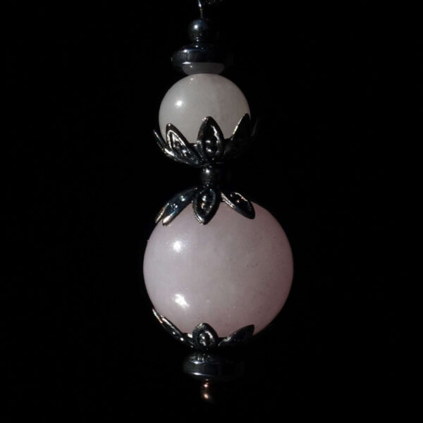 Rose Quartz Earring Semi-precious Stone Round Bead Hypoallergic English Lock Hook