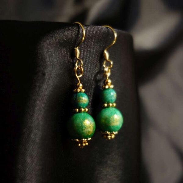 Turquoise Golden Breath Earrings Lapis Lazuli Imitation Artstone Hypoallergic Stainless Steel Hooks