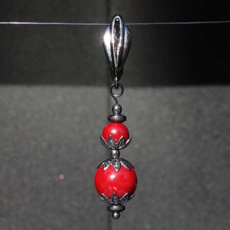 Vermillion Cinnabar Earring Semi-Precious Stone Art Stone Hypoallergic English Lock Hook