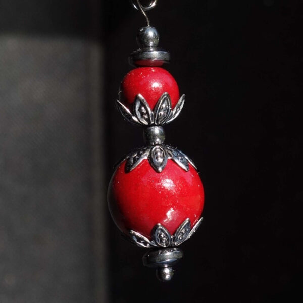 Vermillion Cinnabar Earring Semi-Precious Stone Art Stone Hypoallergic English Lock Hook