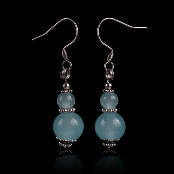 Warm Blue Glass Earrings with Hypoallergic Stainless Steel Hooks