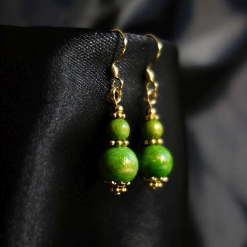 green lapis lazuli imitation stone semi-precious gemstones beaded hook drop dangling earrings - oathfeed aksessuaarikabinett