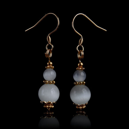 White Cat's Eye Glass Earrings