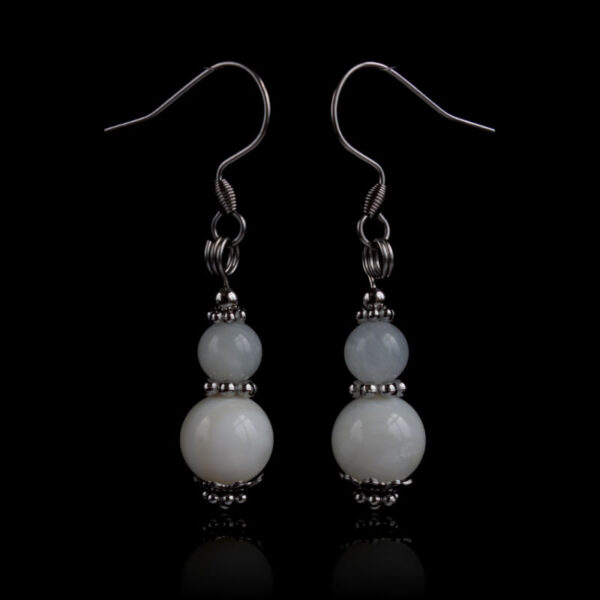 White Trochus Seashell Earring Natural Beads Hypoallergic Stainless Steel Hooks