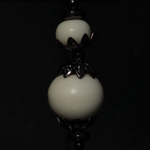 White Yak Bine Earring Natural bone round beads  Hypoallergic English Lock Hook