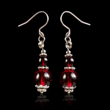 Wine Red Glass Earrings