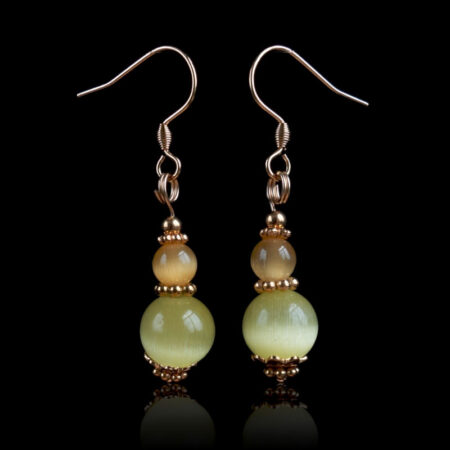 Yellow Cat's Eye Glass Earrings