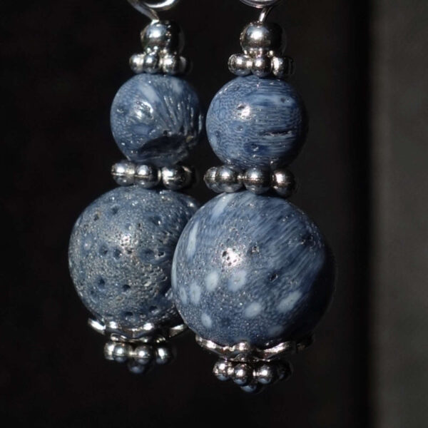 Blue Coral Earrings Semi-Precious Stone Beads Real 18k Gold Plated 925 Sterling Silver Hooks