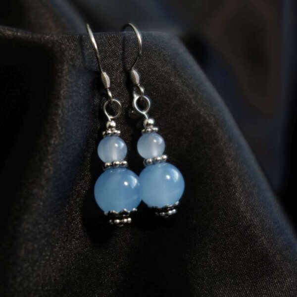 Blue Glass Earrings with Hypoallergic Stainless Steel Hooks