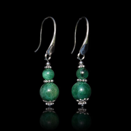 Mica Fuchsite Earrings Semi-Precious Gemstone Rhodium Plated 925 Sterling Silver Hooks