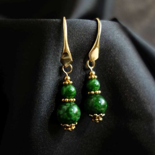 Maw-Sit-Sit Earrings Semi-Precious Stone Beads Real 18k Gold Plated 925 Sterling Silver Hooks