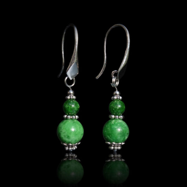 Maw-Sit-Sit Earrings Semi-Precious Stone Beads Rhodium Plated 925 Sterling Silver Hooks