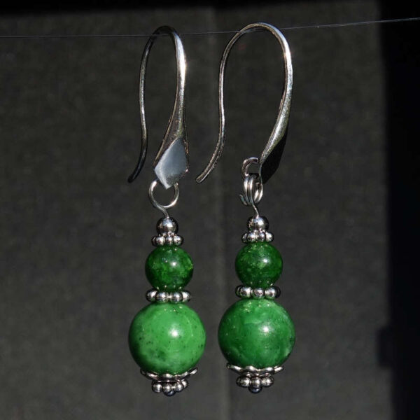 Maw-Sit-Sit Earrings Semi-Precious Stone Beads Rhodium Plated 925 Sterling Silver Hooks