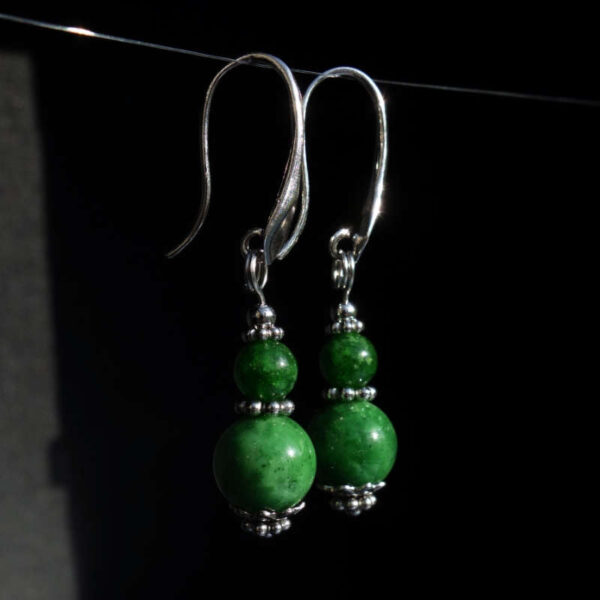 Maw-Sit-Sit Earrings Semi-Precious Stone Beads Rhodium Plated 925 Sterling Silver Hooks