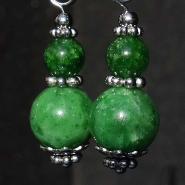 Maw-Sit-Sit Earrings Semi-Precious Stone Beads Rhodium Plated 925 Sterling Silver Hooks