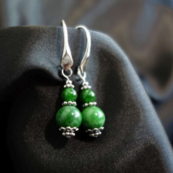 Maw-Sit-Sit Earrings Semi-Precious Stone Beads Rhodium Plated 925 Sterling Silver Hooks