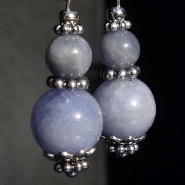 Natural Tanzanite Earrings Semi-Precious Gemstone Beads Rhodium Plated 925 Sterling Silver Hooks