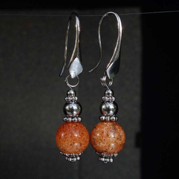 Phantom Ghost Garden Earrings Semi-Precious Stone Beads Rhodium Plated 925 Sterling Silver Hooks