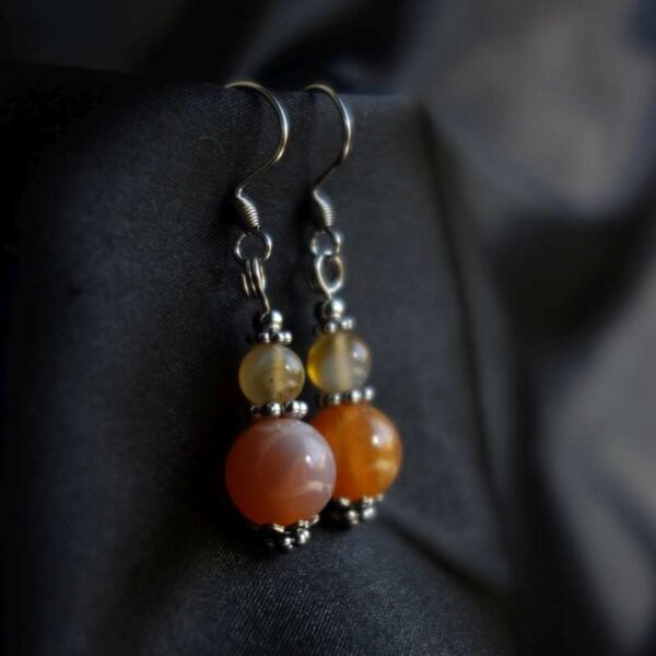 Peachy Pink Dyed Agate Earrings Semi-Precious Stone Hypoallergic Stainless Steel Hooks