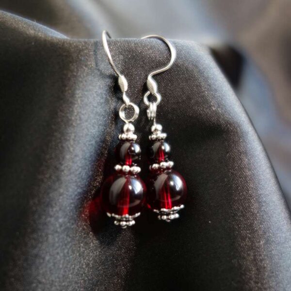 Red Glass Earrings with Hypoallergic Stainless Steel Hooks