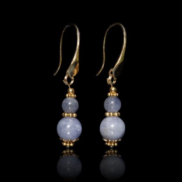 Natural Tanzanite Earrings Semi-Precious Gemstone Beads Real 18k Gold Plated 925 Sterling Silver Hooks