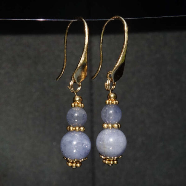 Natural Tanzanite Earrings Semi-Precious Gemstone Beads Real 18k Gold Plated 925 Sterling Silver Hooks