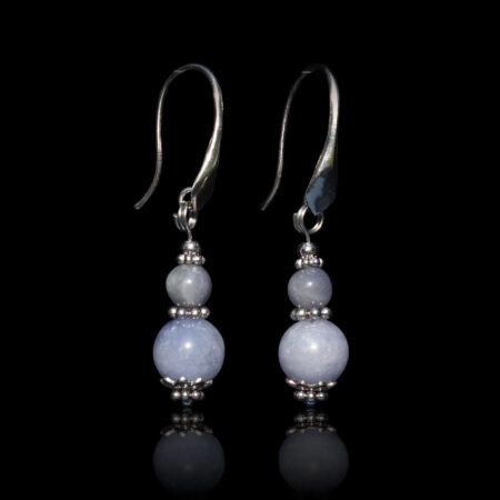 Natural Tanzanite Earrings Semi-Precious Gemstone Beads Rhodium Plated 925 Sterling Silver Hooks