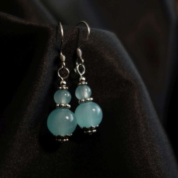 Warm Blue Glass Earrings with Hypoallergic Stainless Steel Hooks