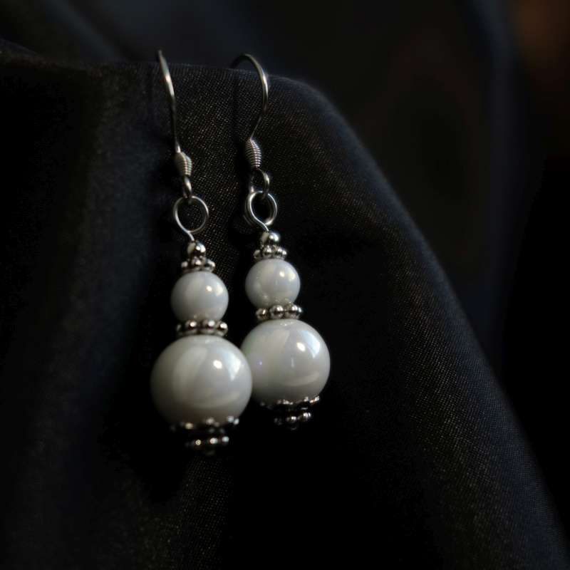 porcelain imitation glass semi-precious gemstones beaded hook drop dangling earrings - oathfeed aksessuaarikabinett