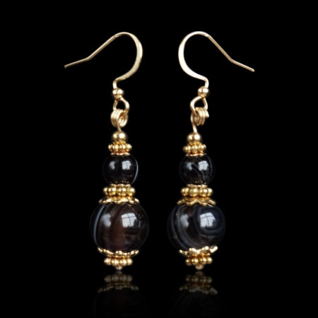 Banded Black Onyx Earrings