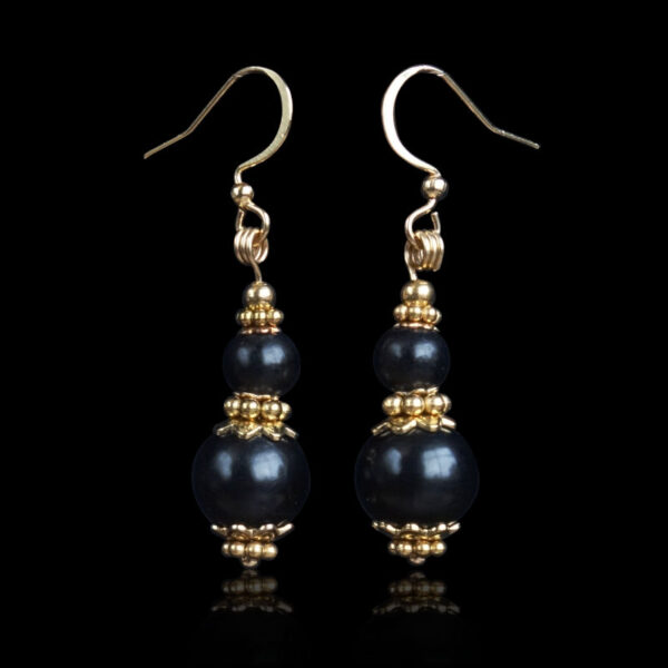 Black Ox Horn Earrings Natural Bone Beads Hypoallergic Stainless Steel Hooks