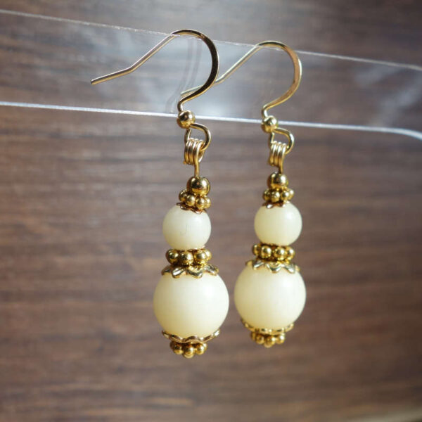 Oiled Camel Bone Earring Natural Bone Beads Hypoallergic Stainless Steel Hooks