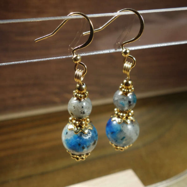 K2 Granite Earrings Rare Semi-Precious Stone Beads Hypoallergic Stainless Steel Hooks