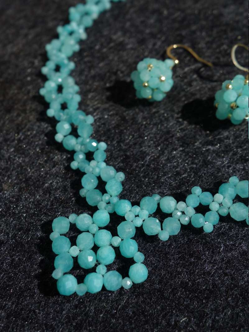 Amazonite necklace and earrings regal design set