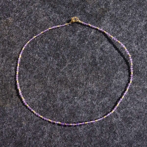 Amethyst Necklace Semi-Precious Stone Faceted Beads Miyuki Glass Hypoallergic Stainless Steel Clasp