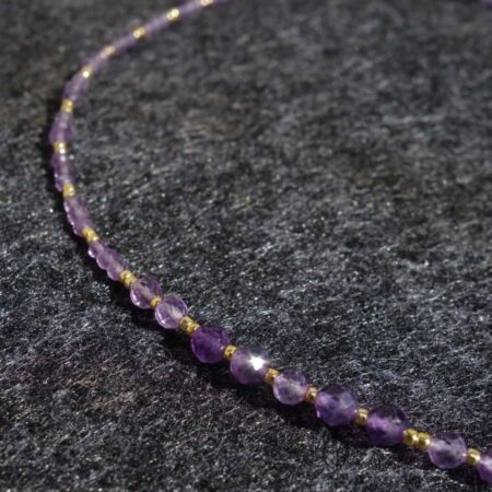 Amethyst Necklace Semi-Precious Stone Faceted Beads Miyuki Glass Hypoallergic Stainless Steel Clasp