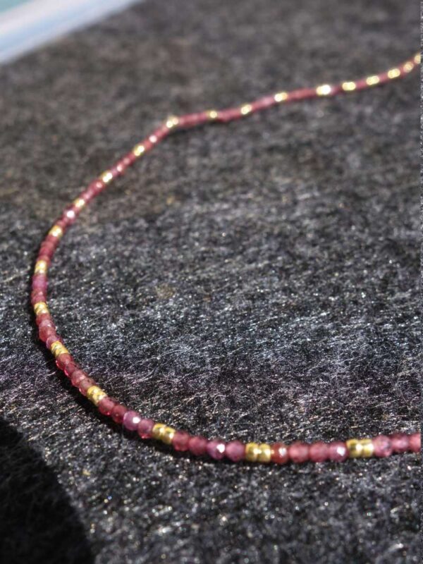 Natural Purple Garnet Necklace Semi-Precious Stone Faceted Beads Miyuki Glass Hypoallergic Stainless Steel