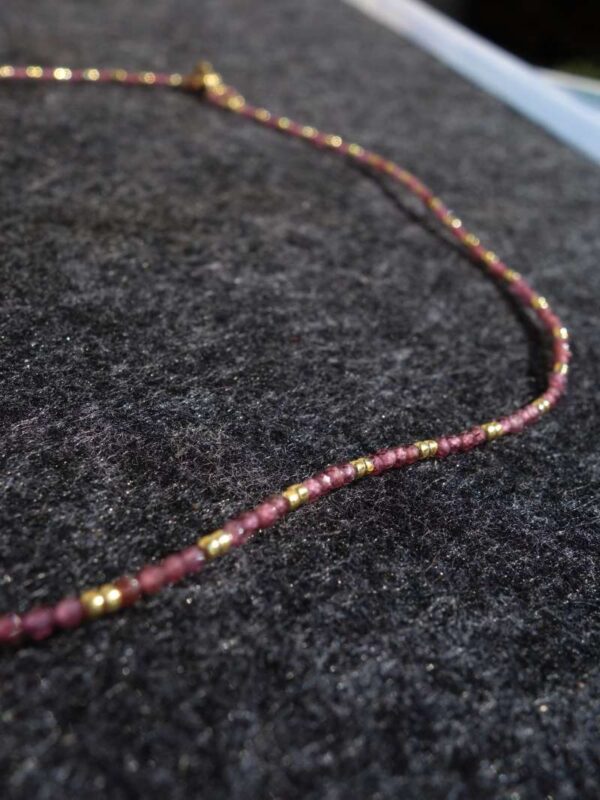 Natural Purple Garnet Necklace Semi-Precious Stone Faceted Beads Miyuki Glass Hypoallergic Stainless Steel