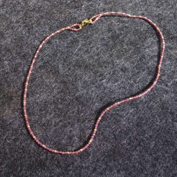 Natural Purple Garnet Necklace Semi-Precious Stone Faceted Beads Miyuki Glass Hypoallergic Stainless Steel