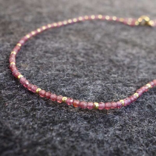 Natural Purple Garnet Necklace Semi-Precious Stone Faceted Beads Miyuki Glass Hypoallergic Stainless Steel