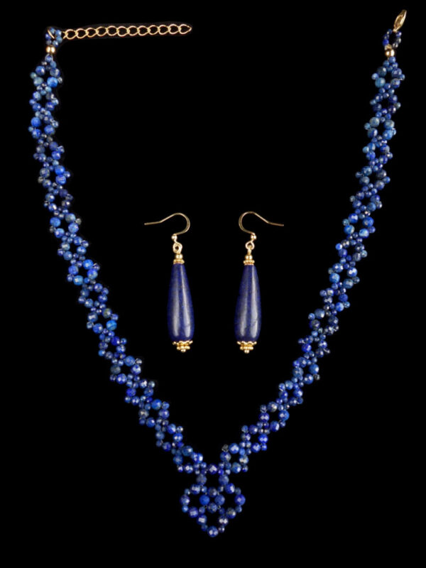 Lapis-Lazuli-Beadwork-Necklace-Earrings-Set-Semi-Precious-Stone-Beads-Hypoallergic-Stainless-Steel-08772-1