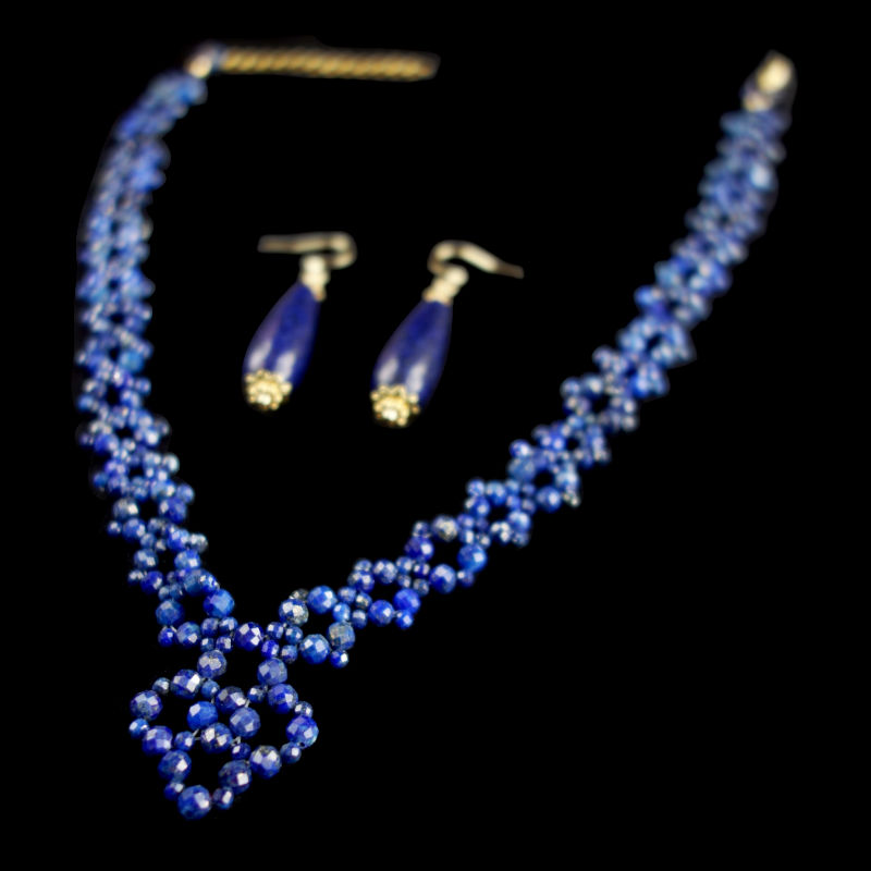 Lapis-Lazuli-Beadwork-Necklace-Earrings-Set-Semi-Precious-Stone-Beads-Hypoallergic-Stainless-Steel-08775-1