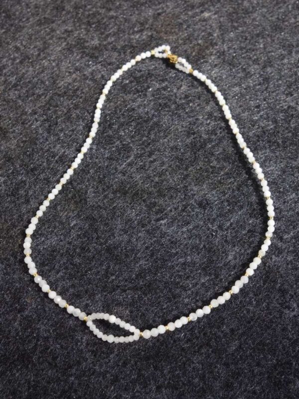 Moonstone Necklace Semi-Precious Stone Faceted Beads Miyuki Glass Hypoallergic Stainless Steel Clasp