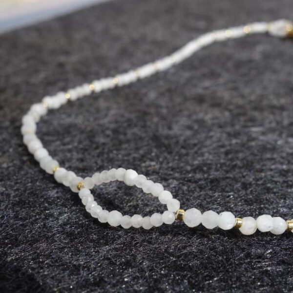 Moonstone Necklace Semi-Precious Stone Faceted Beads Miyuki Glass Hypoallergic Stainless Steel Clasp