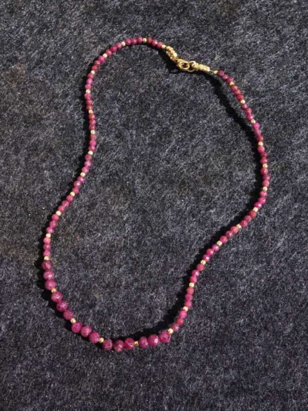 Natural Ruby Necklace Semi-Precious Gemstone Faceted Beads Miyuki Glass Hypoallergic Stainless Steel