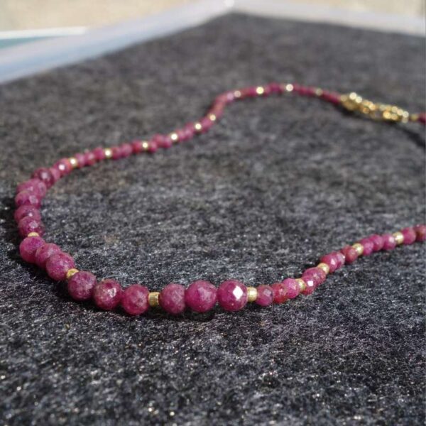 Natural Ruby Necklace Semi-Precious Gemstone Faceted Beads Miyuki Glass Hypoallergic Stainless Steel