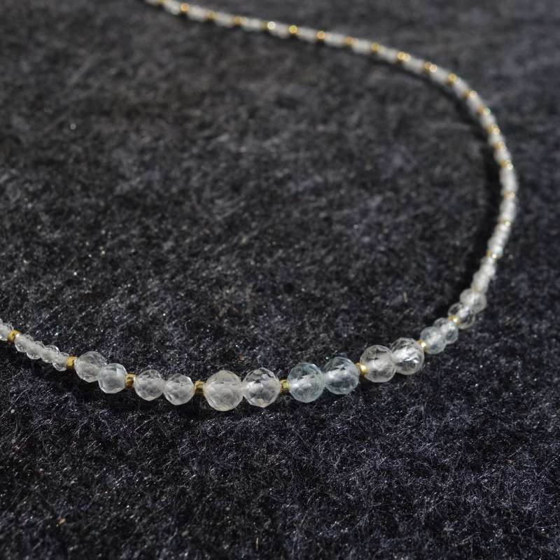 Clear topaz choker necklace with faceted beads and miyuki