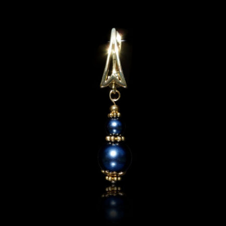 Blue Preciosa Glass Pearl Earring - Gold Finish